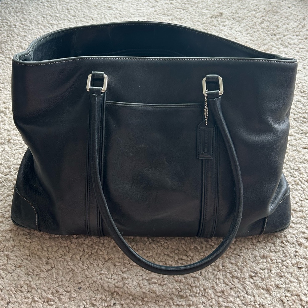 Coach Hamptons Black Leather Business Tote Bag